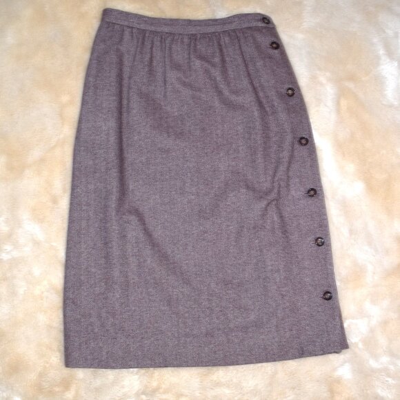 Vintage Kirkland Hall Wool Midi Skirt Maroon Size 14 - Picture 9 of 9